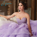 Sequined Beading Crystal Tiered Quinceanera Robes Ball Gown